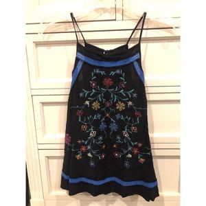tank top with embroidered flower design